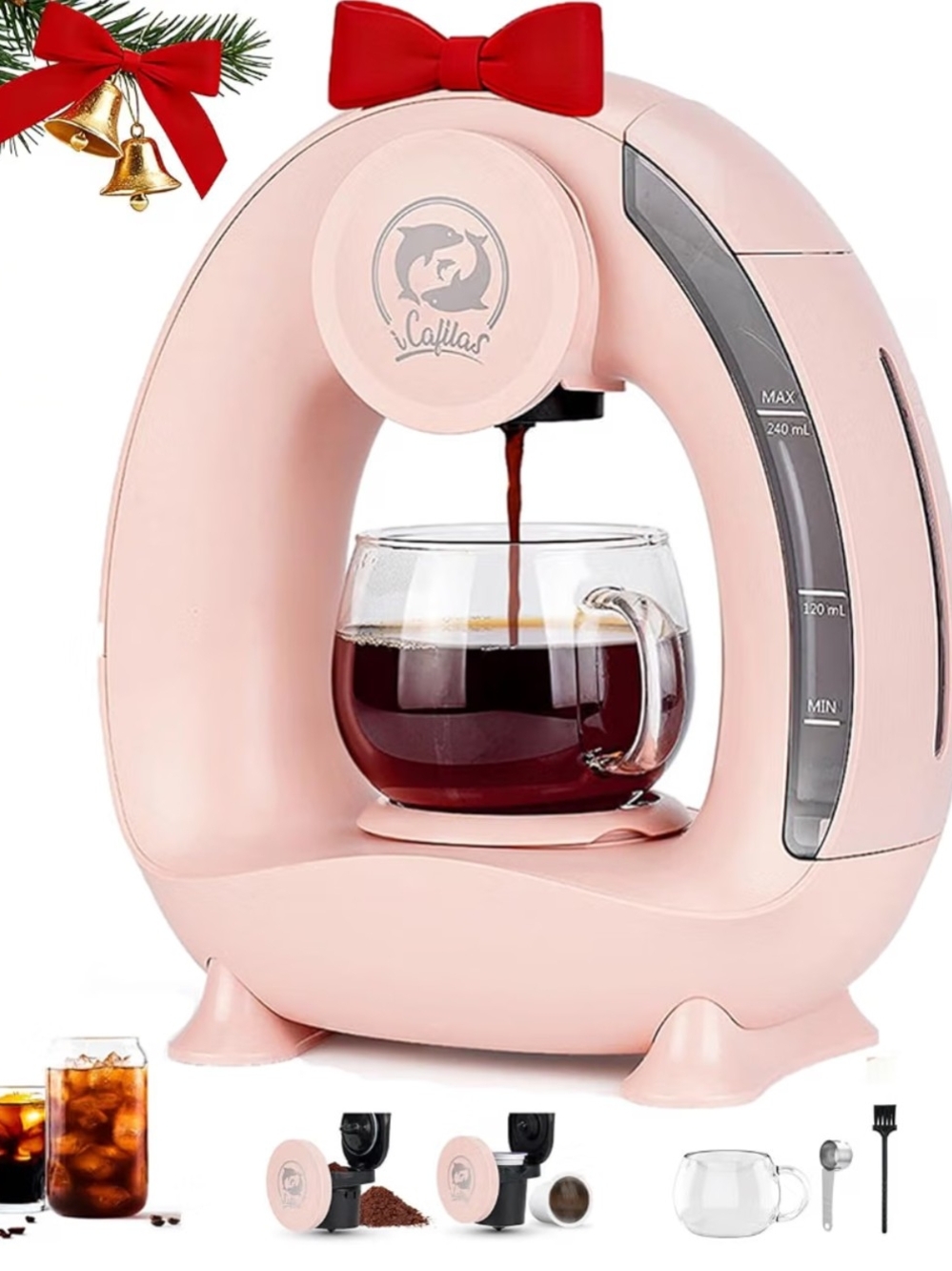 Single-Serve Coffee Maker - Compact Home Brewer-Pink New